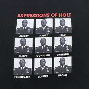 Brooklyn Nine-Nine Expressions of Holt Black T Shirt Size Large Andre Braugher