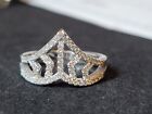 Pretty Cubic Zirconia Tiara Crown Princess Sterling Silver Ring  Size 6 1906