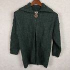 Carraig Donn Sweater Women’s M Green Cable Knit Irish Cardigan 100% Wool