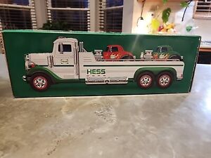 2022 Hess Holiday Flatbead Truck  Transporter w/ 2  Hot Rod Cars
