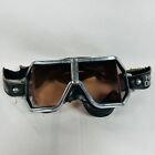 Harley Davidson Motorcycle Goggle Glasses Silver Leather Aviator Cockpit READ