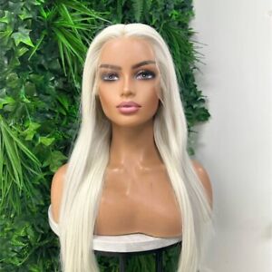 T Lace Front Wigs Heat Resistant Synthetic Natural Bleach blonde Long Straight