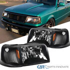 Fits 1993-1997 Ford Ranger 1PC Style Black Headlights+Corner Signal Lamps 93-97 (For: 1993 Ford Ranger)
