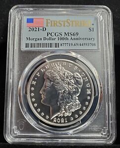 2021-D MORGAN Silver $1 Dollar Coin Denver Mint MS69 PCGS First Strike