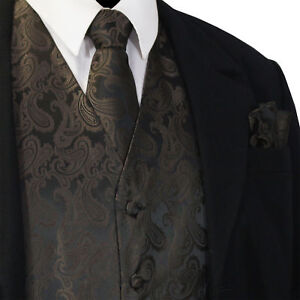 New Style Men's Paisley Dress Vest and Neck Tie Hankie Set For Suit or Tuxedo