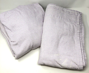 Cuddl Duds Flannel Sheets Full Purple Chevron Flat Fitted Cotton Zig Zag 2 Piece