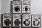 6 coin set 2023 morgan peace silver dollars ngc ms pf rp 70 first day of issue %