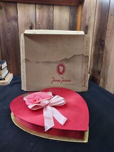 1961 SATIN VALENTINE Heart FANNY FARMER Chocolate CANDY BOX Container Vintage