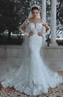 Luxury Wedding Dresses Beaded Lace Applique Long Sleeves Mermaid Bridal Gowns