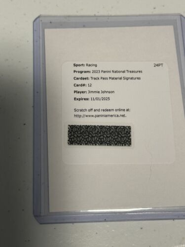 New Listing2023 panini national treasures racing Jimmie Johnson Redemption Card