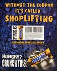 Vintage print ad advertisement Candy Snickers Cruncher Coupon call Shoplifting