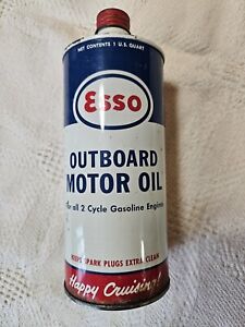 VINTAGE ESSO OUTBOARD MOTOR OIL 1 QUART CONE TOP CAN