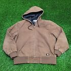 Dickies Heavy Workwear Canvas Hooded Jacket L 24x26 Baggy Faded Brown Lined