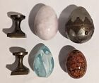 Vintage Marble /Granite, Metal Easter Eggs - Lot of 4 With Two Stands