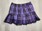 Shein Purple Lace Plaid Elastic Waist School Girl Mini Skirt Junior’s Medium