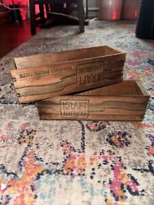 Vtg. Antique KRAFT American Process Cheese 2 lb Wood Wooden Crate Box Chicago IL