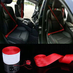 Car 3.6M Seat Belt Webbing Polyester Seat Lap Retractable Nylon Safety Strap Red