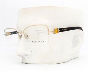 Bvlgari 2174-B 278 Semi Rimless Eyeglasses Glasses Pale Gold w/ Crystals 54mm