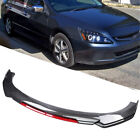 For 03-07 Honda Accord Carbon Fiber Look+Red  Front Bumper Lip Splitter Spoiler (For: 2007 Honda Accord)