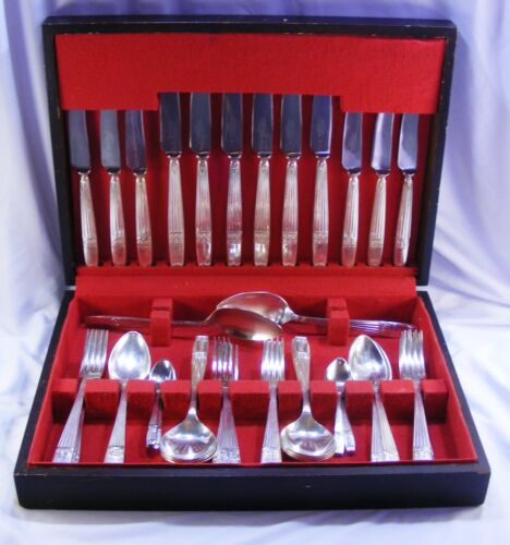 44 Pce Vintage Silver Plate Canteen Cutlery Westminster Set 6 Settings Elkington