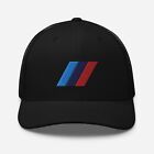 BMW stripes, Fan Embroidered Trucker Cap hat Black