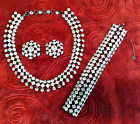 HUGE SALE Vtg SCHREINER SIGNED 3 PC SUITE Necklace Earring Bracelet Safety Clasp