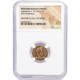 Roman AE of Valentinian I (AD364-375)NGC(LG) Roman Coin Slab