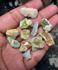 AAA Grade 50 Cts Natural Opal Rough Lot 8-10 Pc Ethiopian Welo Opal Raw Gemstone