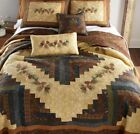 Donna Sharp Full/Twin Quilt Cabin Raising Rustic Pine Cone Lodge Micro Quilting