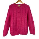 Vintage 60s Pink Wool/Mohair Cardigan Sweater Made In Italy Hand Knit Sz M 36