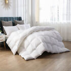 SNOWMAN Premium White Goose Feather Down Comforter Set Warm 100%Cotton Fabric