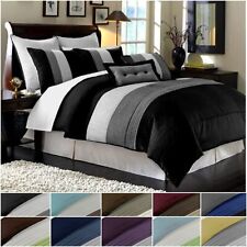 Chezmoi Collection Luxury Striped Pleated Comforter Bedding Set
