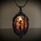 Vintage Gothic Halloween Pendant Bat Witch Pendant Necklace Party Jewelry Gift