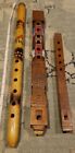 Lot Of 3 Hand Carved Wooden Folk Art Flutes South American