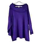 Catherines Sweater Womens Plus Size 5X Purple Boat Cowl Neck Long Sleeve Cotton