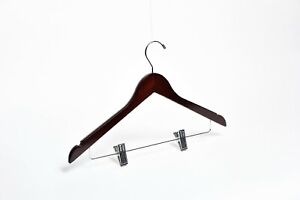 Adult Dark Walnut Wooden Combination Hangers (100, 50, or 25 Pack)