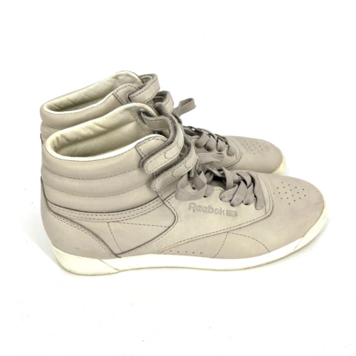 Reebok Shoes Size 8 Womens Beige Face Stockholm High Top Freestyle Suede
