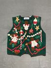 Vintage Belle Pointe Women's M Gingerbread Man Christmas Sweater Vest Green L👀K