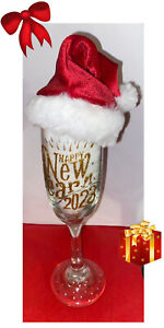 Hand Painted “Happy New Year 2023” Toasting Flute Holiday Party 6.25 oz Glass!🥂