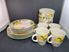 Brylane Home Service For 4 Lemon Dishes, Cups, & Bowls