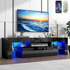 70in High Gloss LED TV Stand for 75/80/85 inch TV,  TV Console w 2 Large Drawer