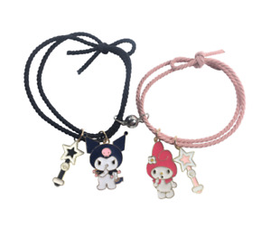 2Pcs My Melody &amp; Kuromi Best Friends Matching Adjustable Bracelets New