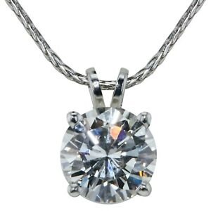Near 1 Carat Ct Real Natural Solitaire Round Diamond Pendant Necklace In 14k