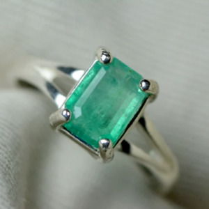 Natural Emerald Gemstone 925 Sterling Silver Ring Handmade Wedding Jewelry Gift