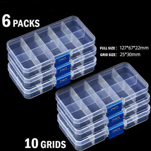 6Pack Clear Jewelry Box Plastic Bead Screw Storage Container Earrings Organizer