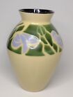Stenciled Lilly Art Nouveau Pottery Matte Ivory Colored Vase Japan