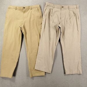 Lot of 2 Croft And Barrow Pants Mens 38x30 Tan Beige Kahaki Chino Dress Pants