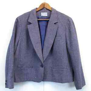 Pendleton Womens L/XL Vintage Blazer Tweed Purple Blue Virgin Wool Made In USA