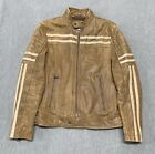 Wilson’s Cycle Leather Jacket Brown Distressed Moto Motorcycle Coat Mens Small