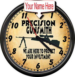 Personalized Custom Gunsmith Firearms Rifle Gun Shop Sales Retro Wall Clock
